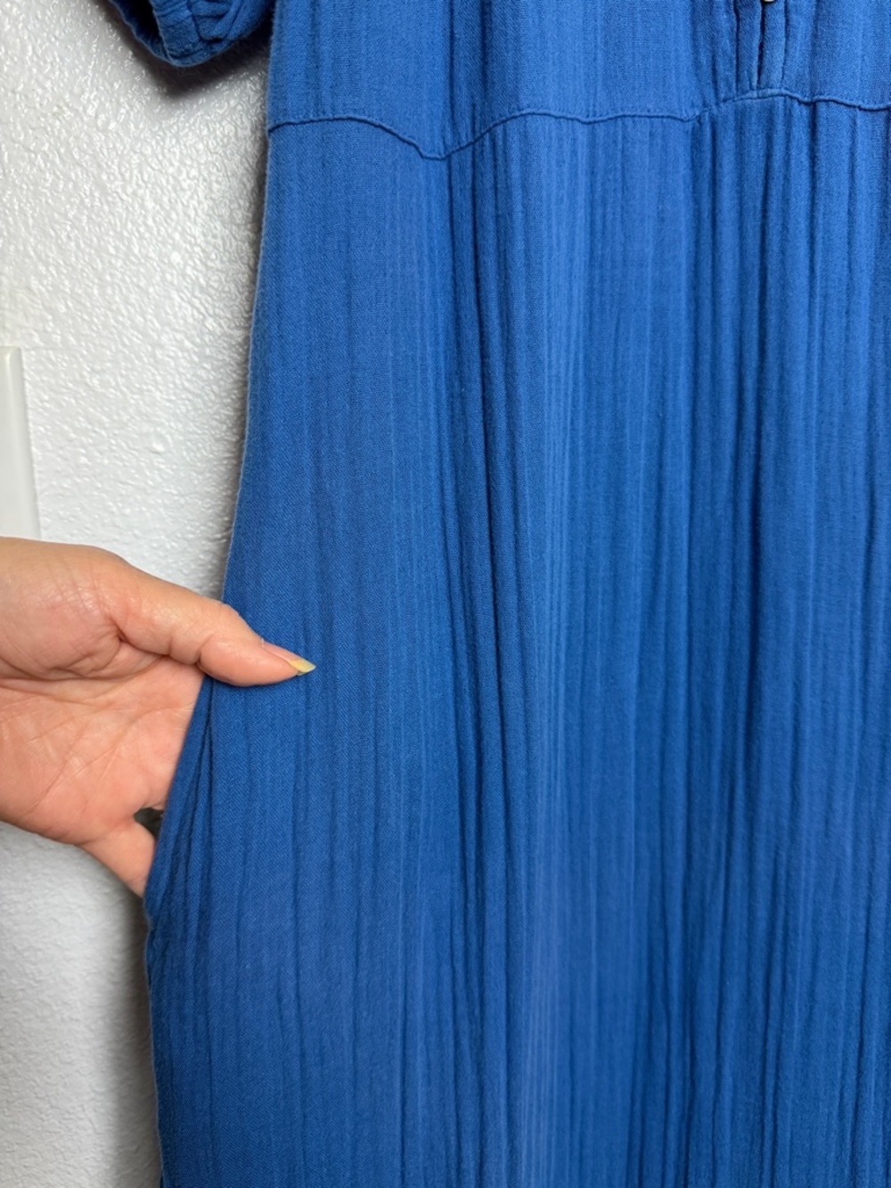 Old Navy Crinkle Crepe Maxi Swing Dress Blue Medium Tall - Picture 11 of 11
